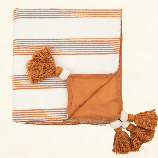 Recycled Cotton Graphic Throw - Brown